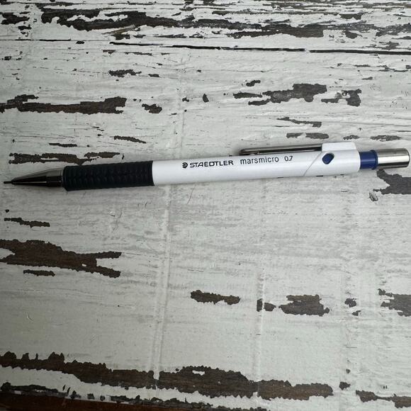 Vintage Staedtler Marsmicro Drafting Mechanical Pencil 0.7mm Germany White Blue - Picture 2 of 8